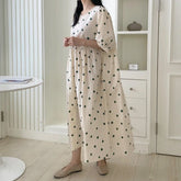 [Bori Mom] Dot Washing Long Dress Summer Big Size Dress | Free Size