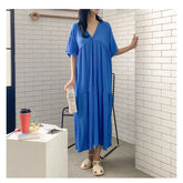 [Bori Mom] Cool V-neck Long Dress Big Size Women's Clothing | Free Size
