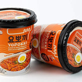 Yopokki Sweet & Mild Spicy Rabokki Cup I Ramen Noodle Tteokbokki Topokki Rice Cakes (Sweet & Mild Spicy Flavored Sauce, 2 Cup) Korean Snack