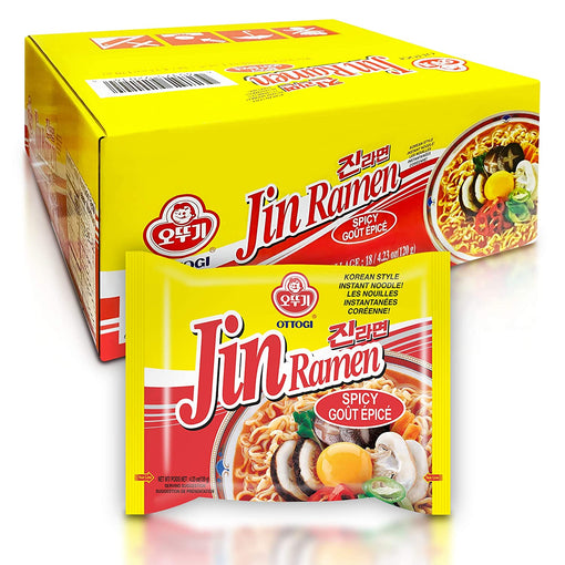 [OTTOGI] Jin Ramen, Spicy Flavor - Korean Instant Ramen Noodle, Best Tasting Soup Traditional Instant Ramen (120g) -18 Pack